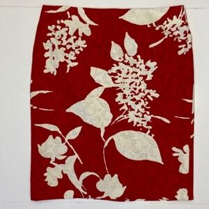 🍎 Talbots Red/White Floral Pencil Skirt 🍎